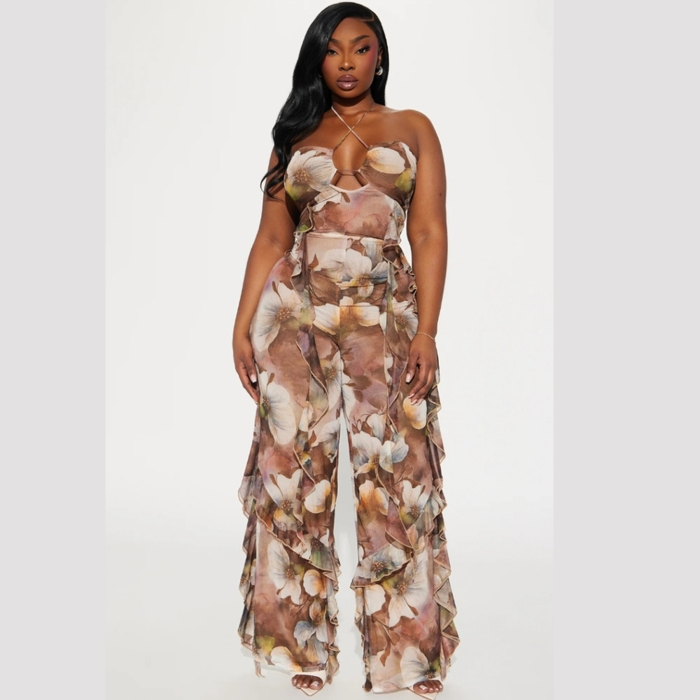 Flower Brown Jumpsuit